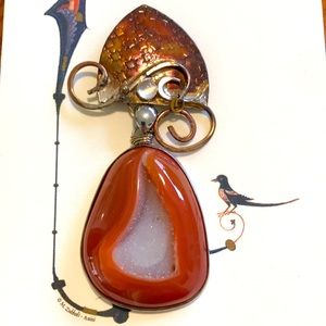 Geode statement brooch signed by artist McLaw